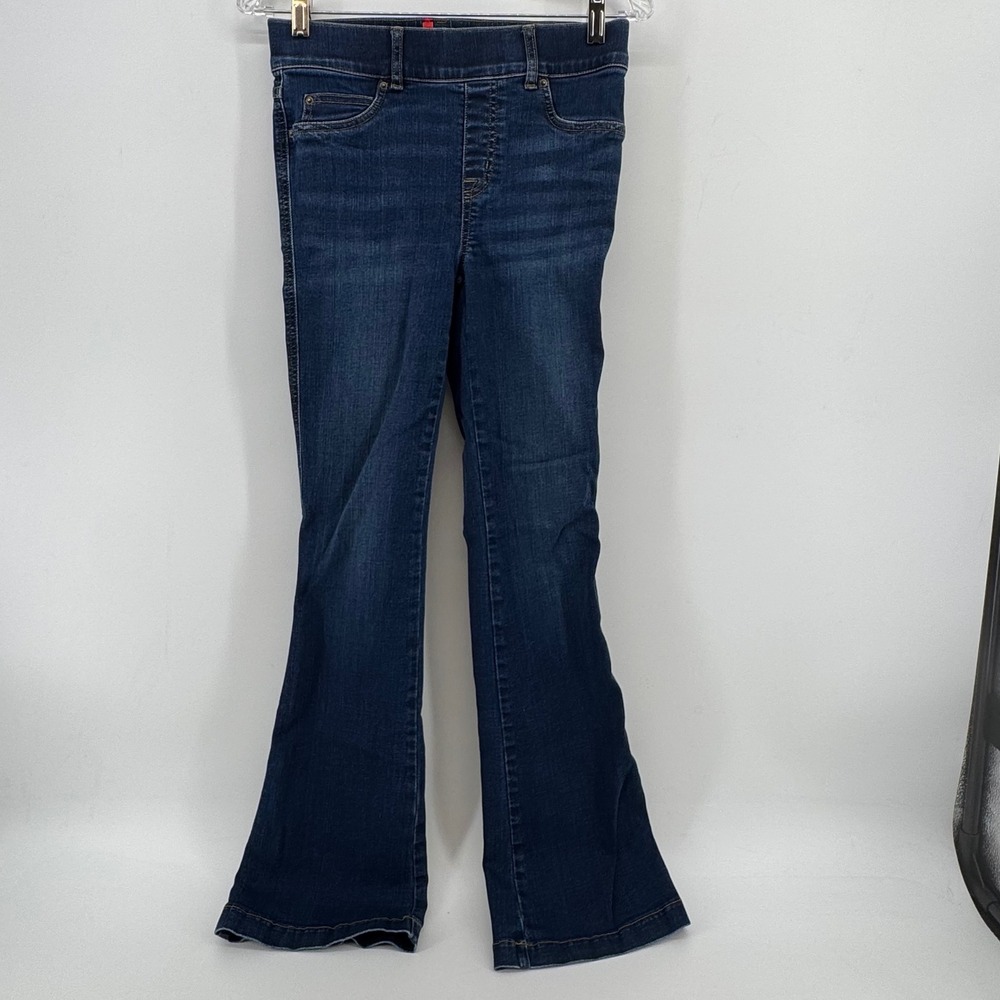 Spanx Dark Wash Flare Denim Leggings Jeans Petite Small 20327Q‎ Blue Pull On